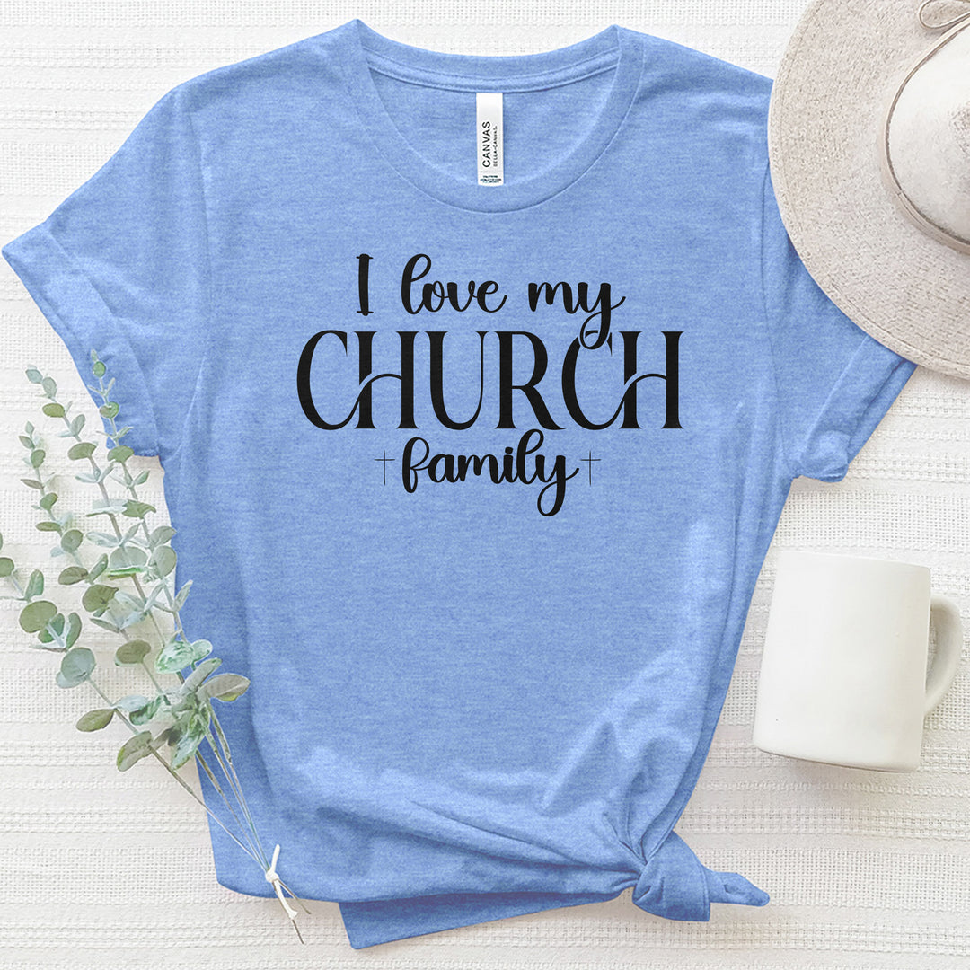 I Love My Church Crew Heathered Tee