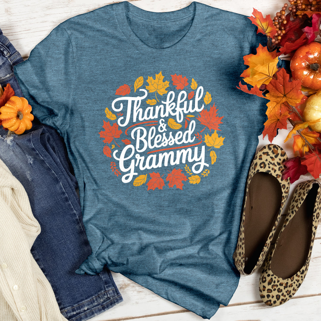 Thankful & Blessed Grammy Heathered Tee