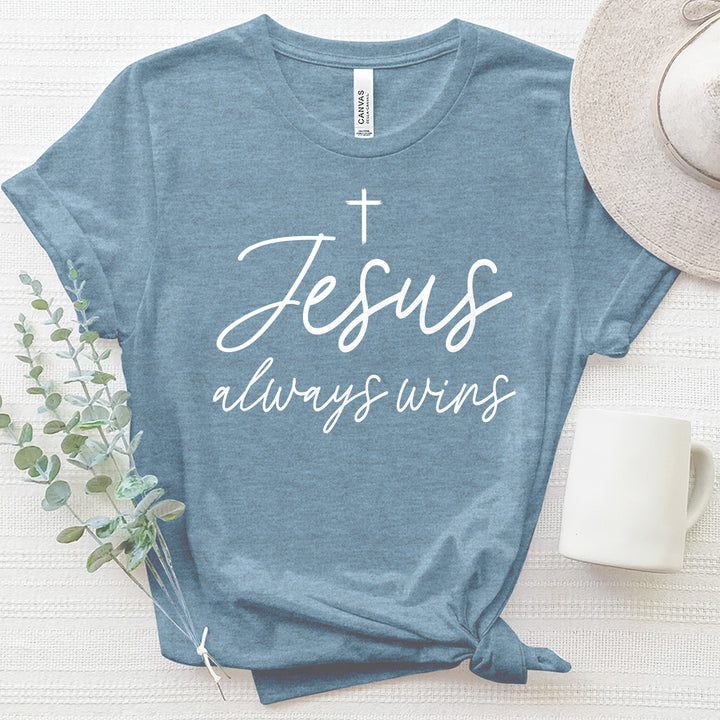 Jesus Always Wins Heathered Tee