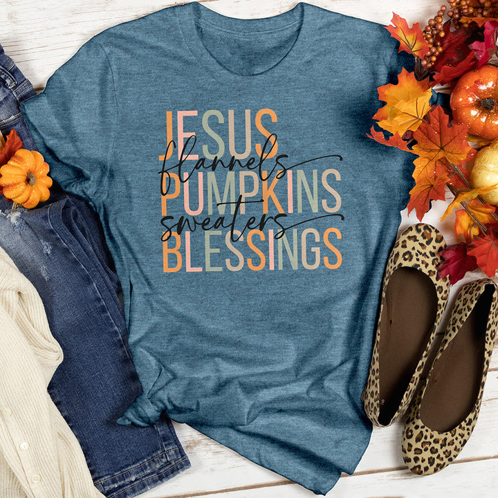 Jesus Blessings & Fall Flannels Heathered Tee