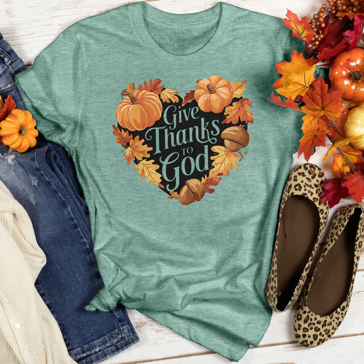 Give Thanks To God Heathered Tee