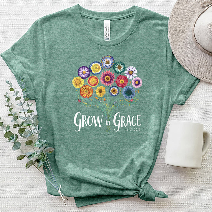 Grow In Grace Floral Bouquet Heathered Tee