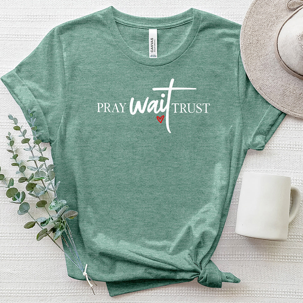 Pray Wait Trust Heart Heathered Tee