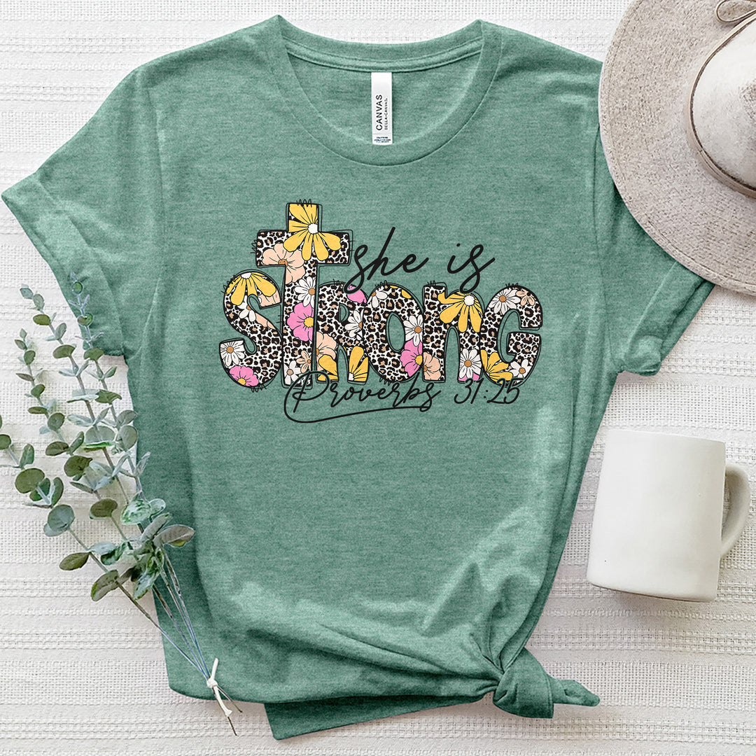 She is Strong Heathered Tee