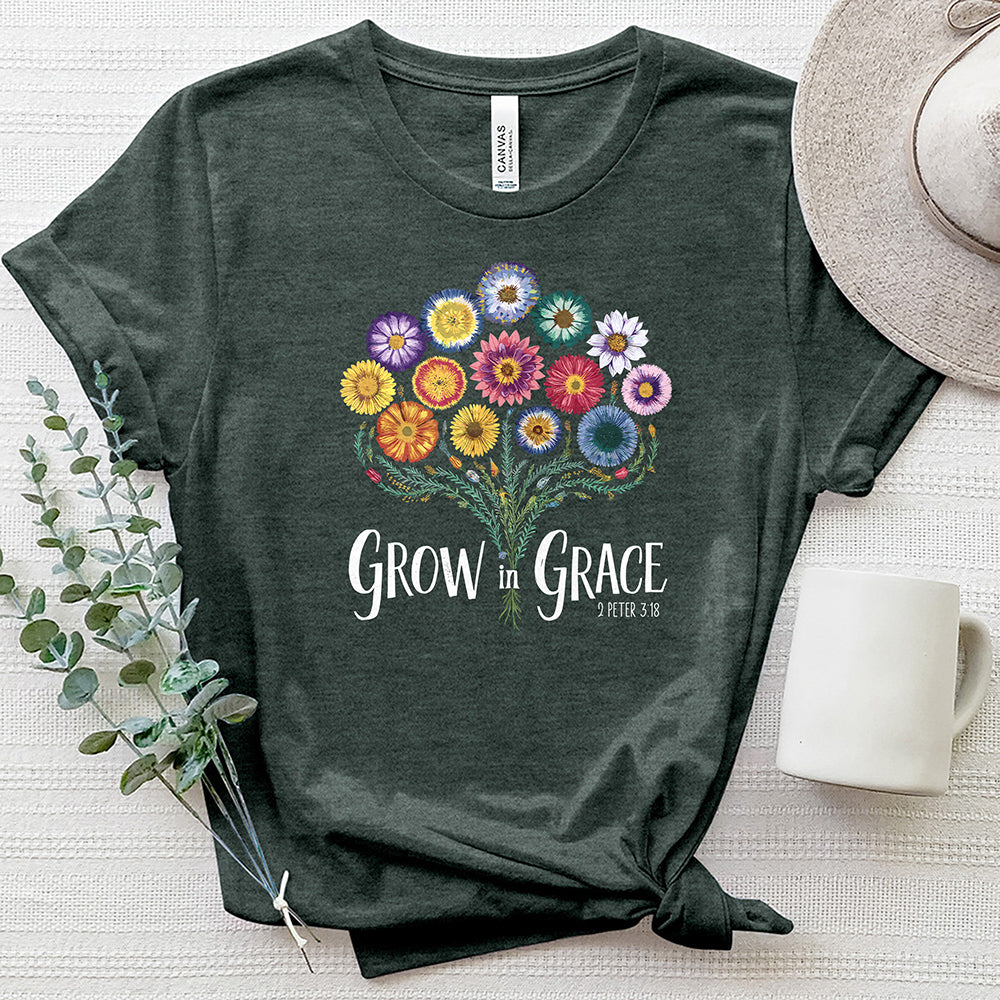 Grow In Grace Floral Bouquet Heathered Tee