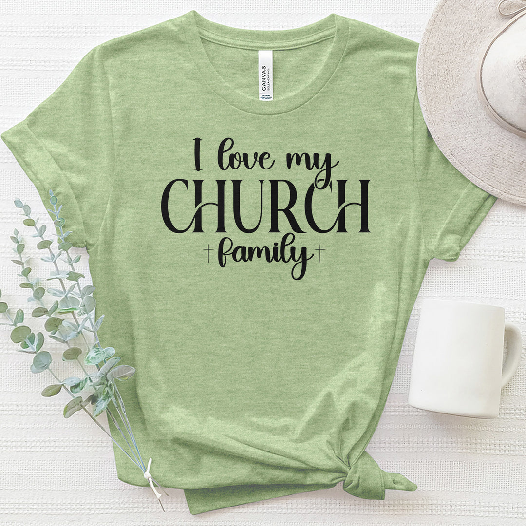 I Love My Church Crew Heathered Tee