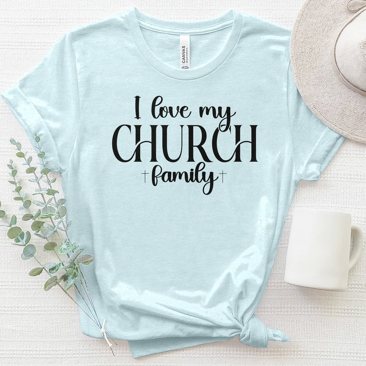 I Love My Church Crew Heathered Tee