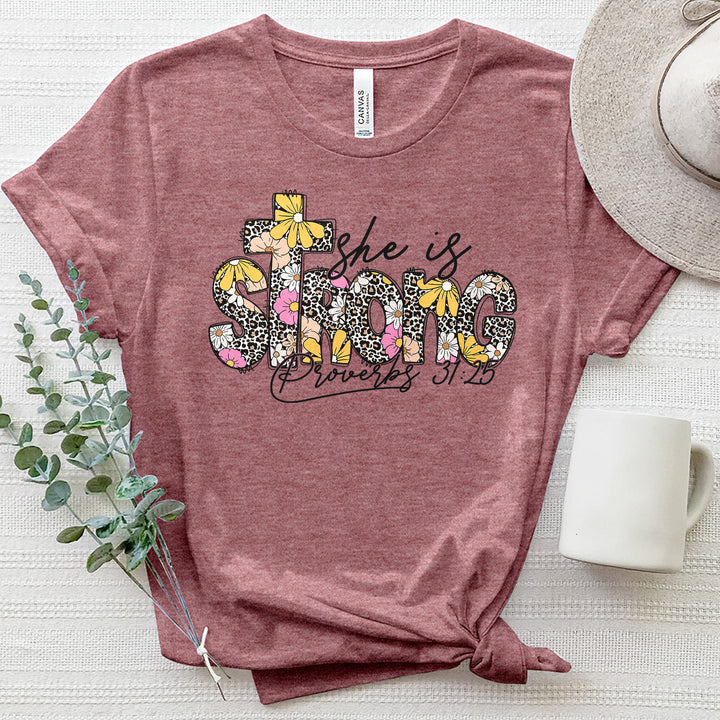 She is Strong Heathered Tee