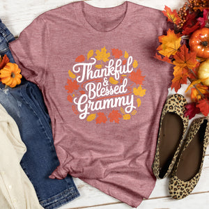 Thankful & Blessed Grammy Heathered Tee