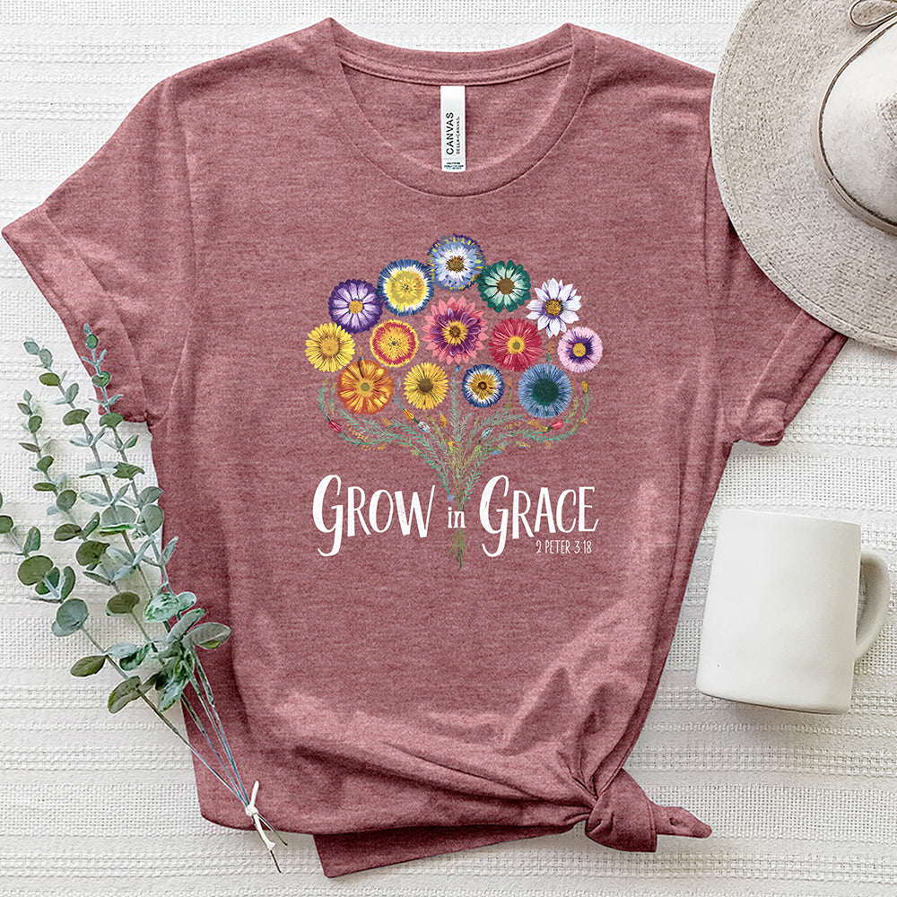 Grow In Grace Floral Bouquet Heathered Tee