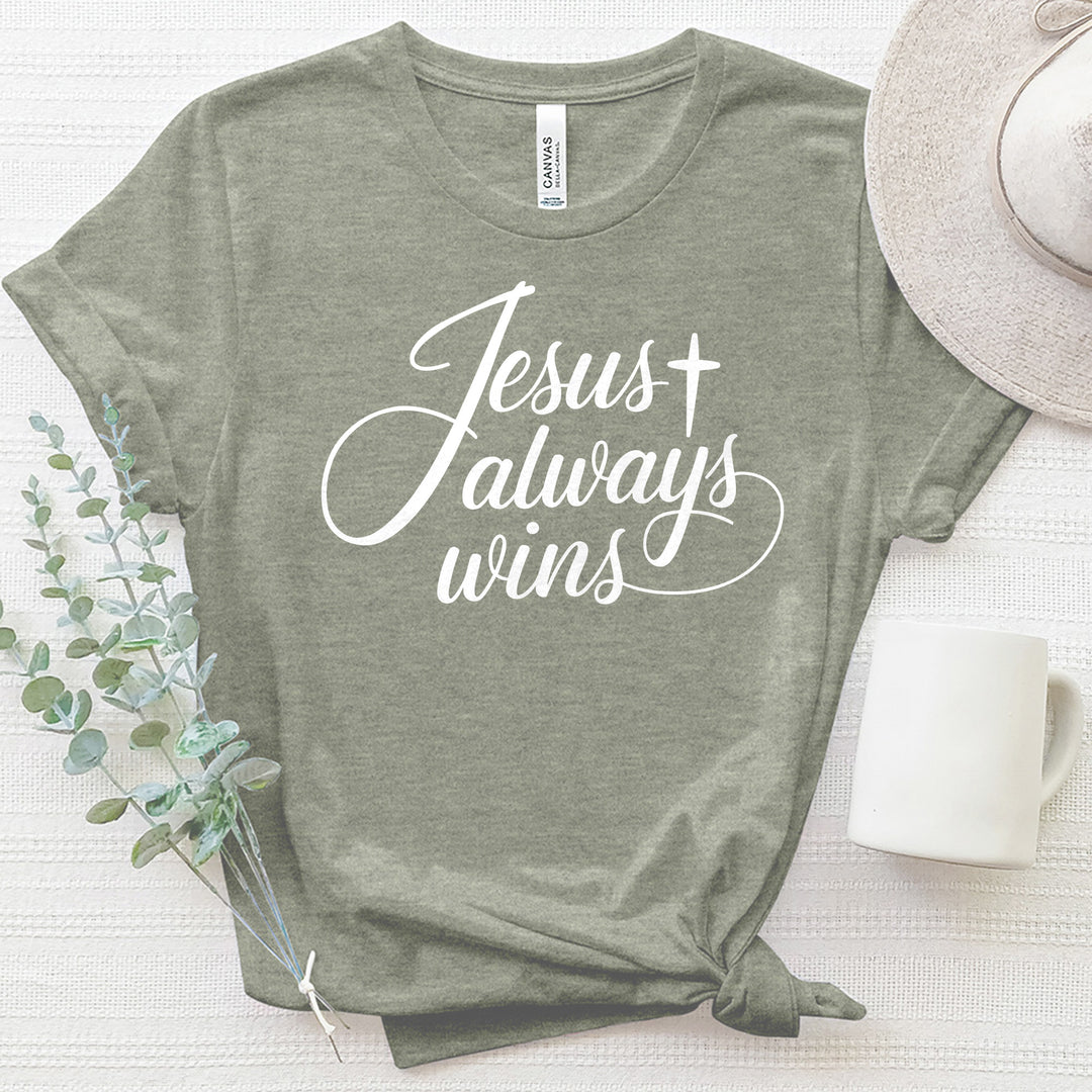 Jesus Always Wins 2 Heathered Tee