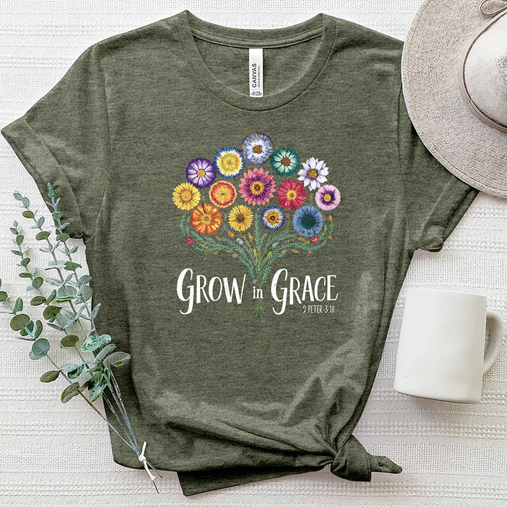 Grow In Grace Floral Bouquet Heathered Tee