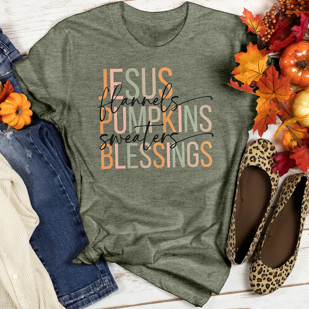 Jesus Blessings & Fall Flannels Heathered Tee