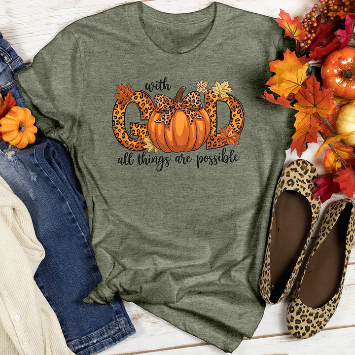 With God All Things Are Possible Pumpkin Heathered Tee