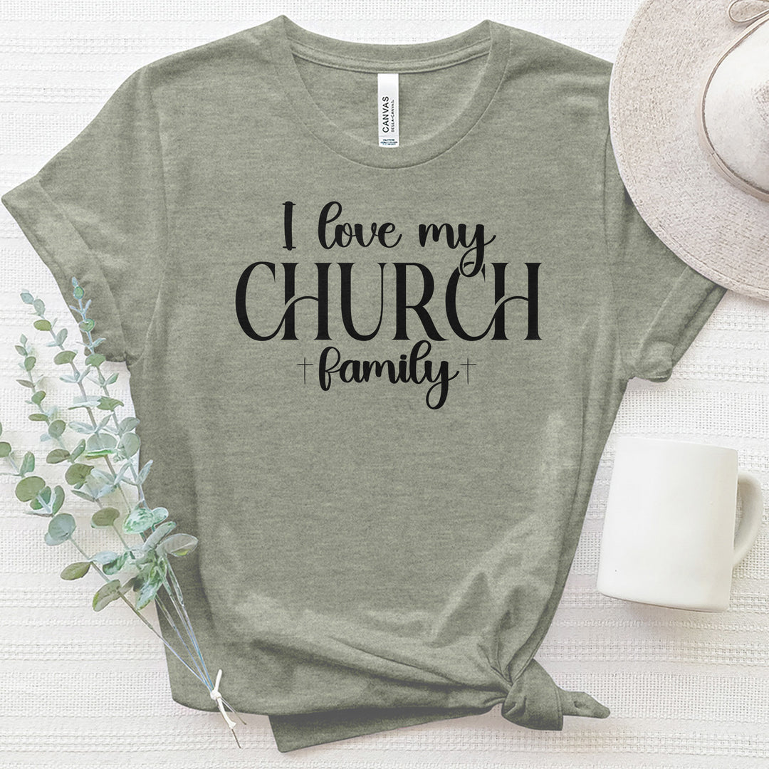 I Love My Church Crew Heathered Tee