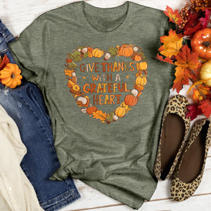 Give Thanks With A Grateful Heart Heathered Tee