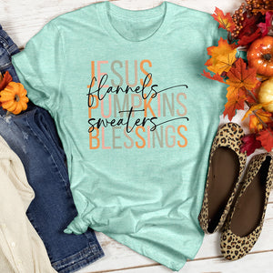 Jesus Blessings & Fall Flannels Heathered Tee