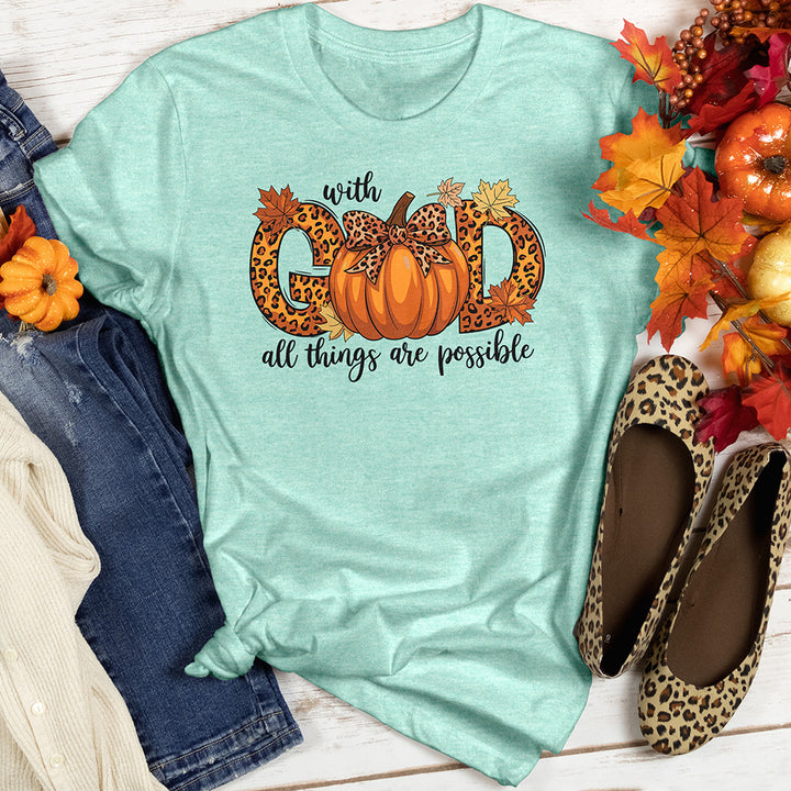 With God All Things Are Possible Pumpkin Heathered Tee