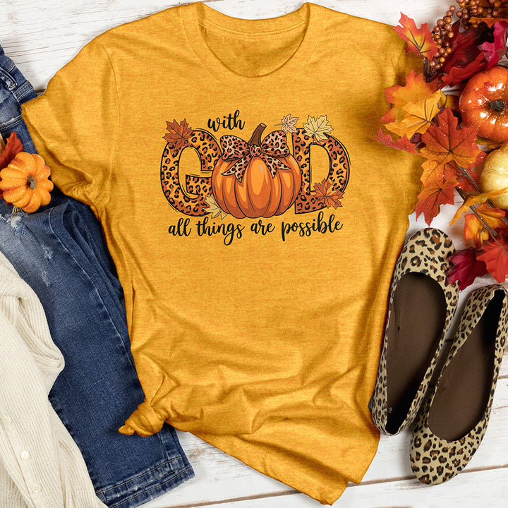 With God All Things Are Possible Pumpkin Heathered Tee