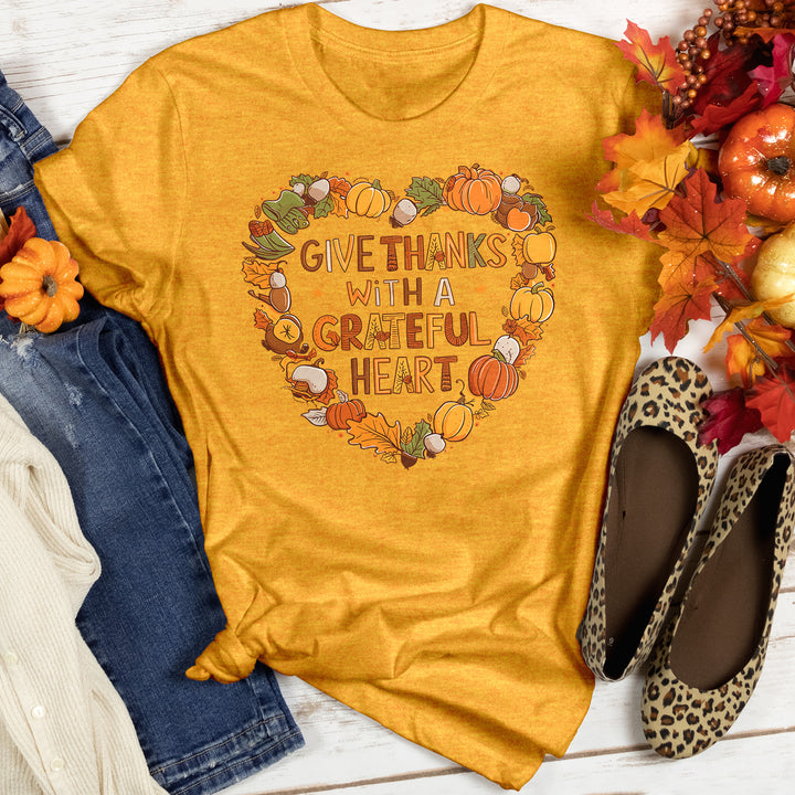 Give Thanks With A Grateful Heart Heathered Tee