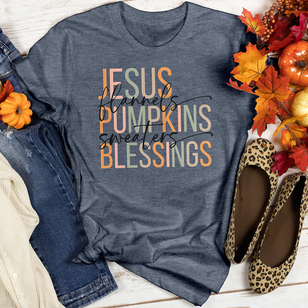 Jesus Blessings & Fall Flannels Heathered Tee