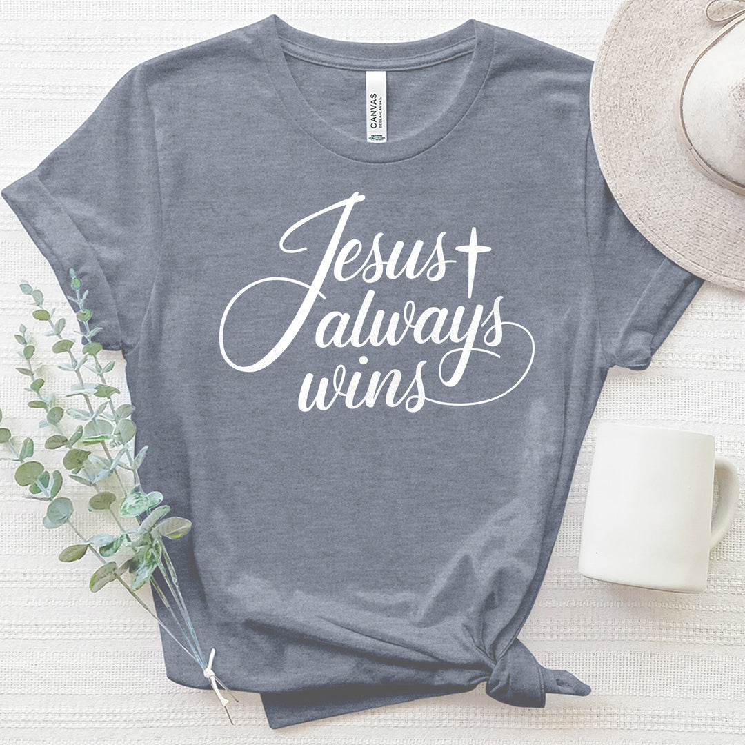 Jesus Always Wins 2 Heathered Tee