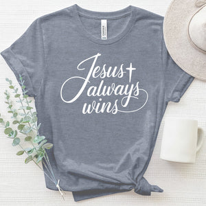 Jesus Always Wins 2 Heathered Tee