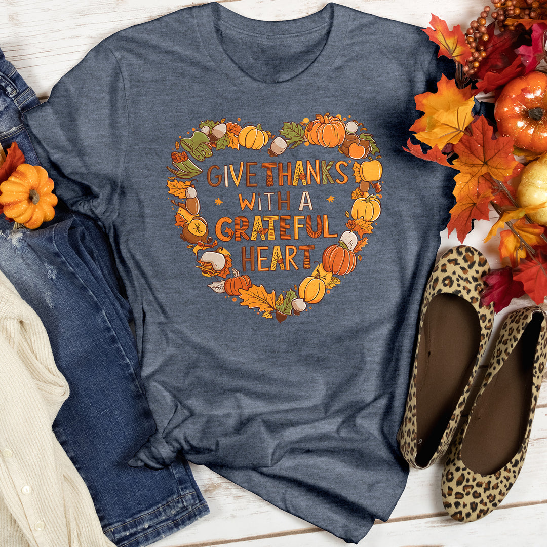 Give Thanks With A Grateful Heart Heathered Tee