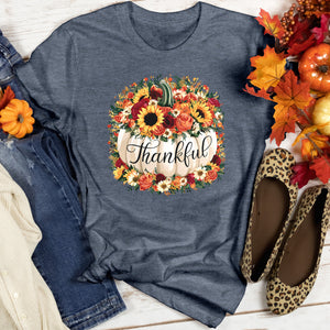 Floral Thankful Pumpkin Heathered Tee