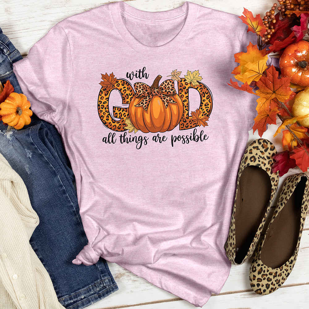 With God All Things Are Possible Pumpkin Heathered Tee