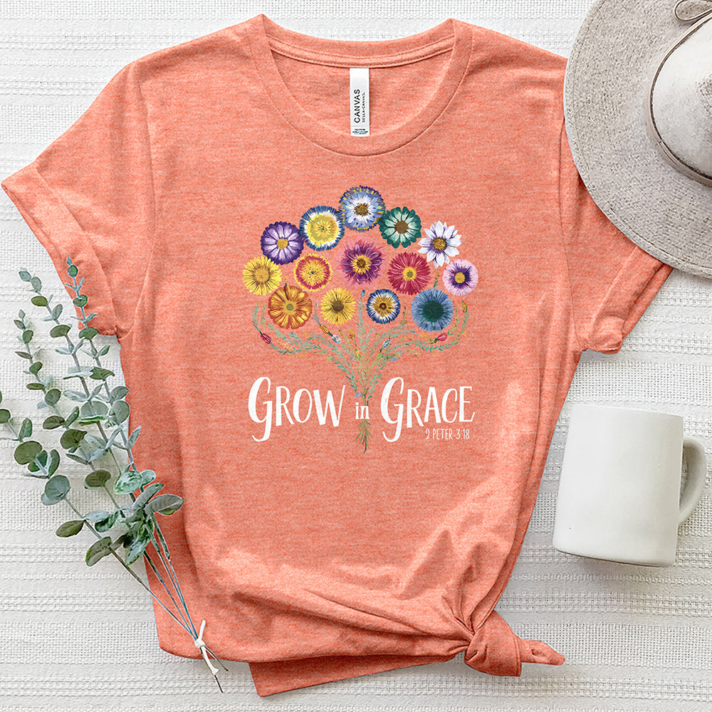 Grow In Grace Floral Bouquet Heathered Tee