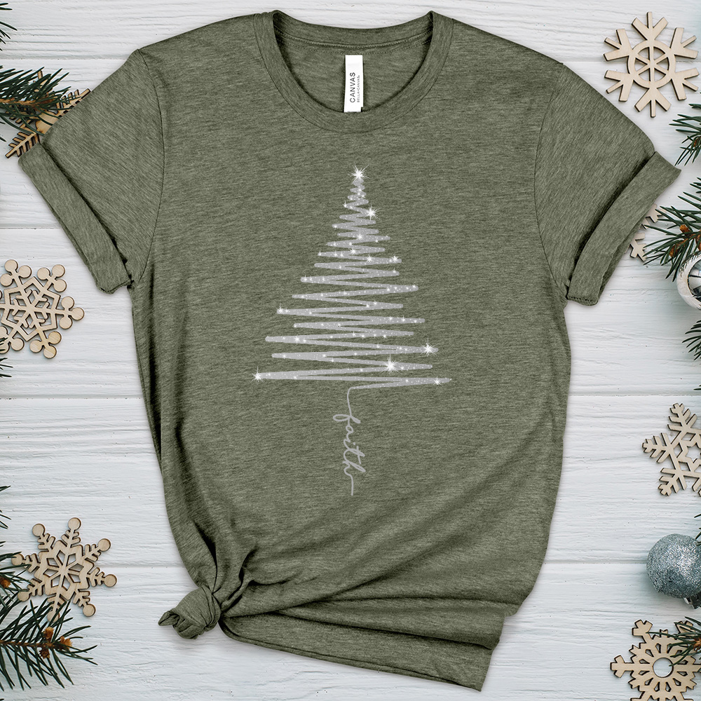 Gleaming Silver Faith Tree Heathered Tee