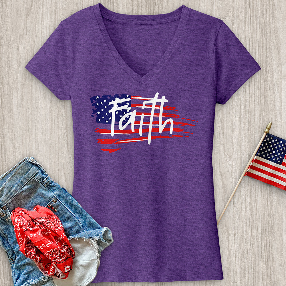 Faith Flag V-Neck Tee