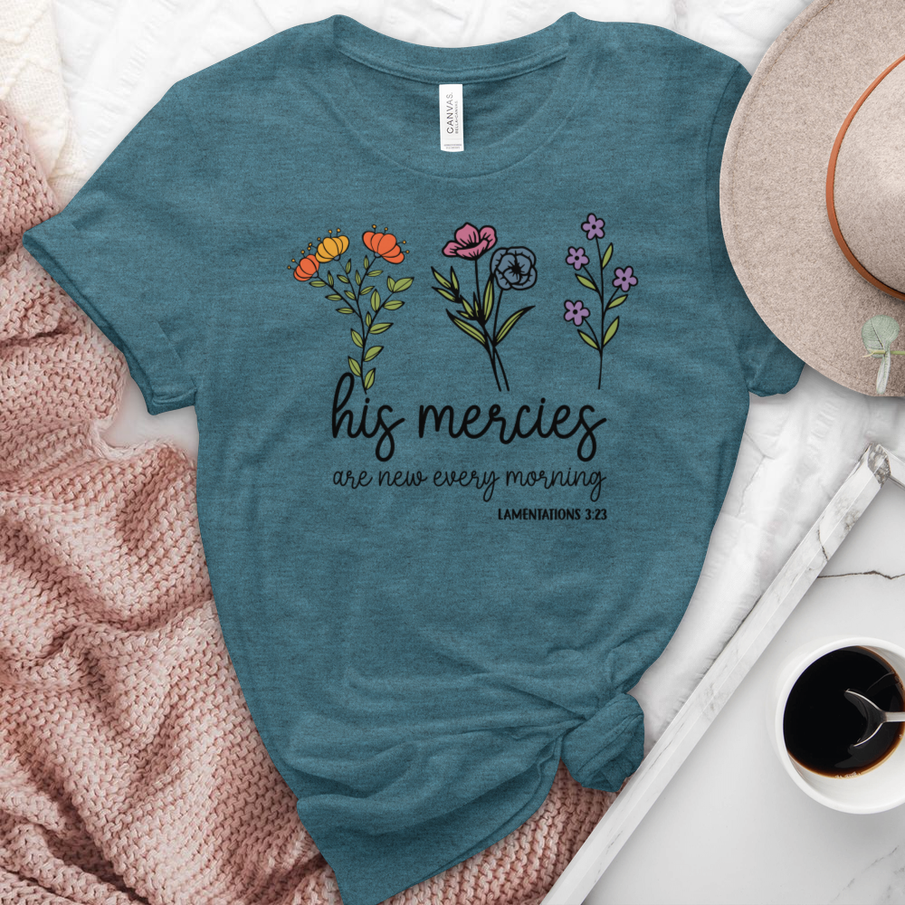 His Mercies Heathered Tee