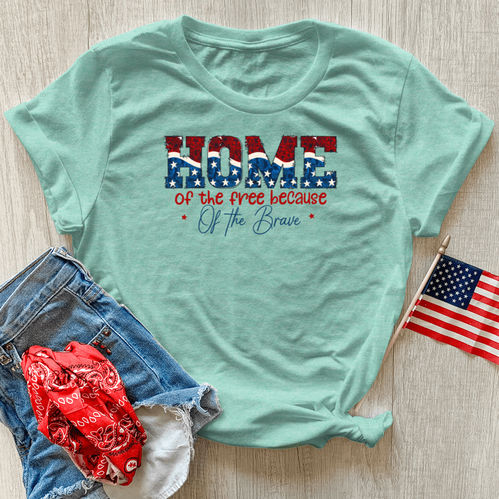 Home Of The Free Because Of The Brave Heathered Tee