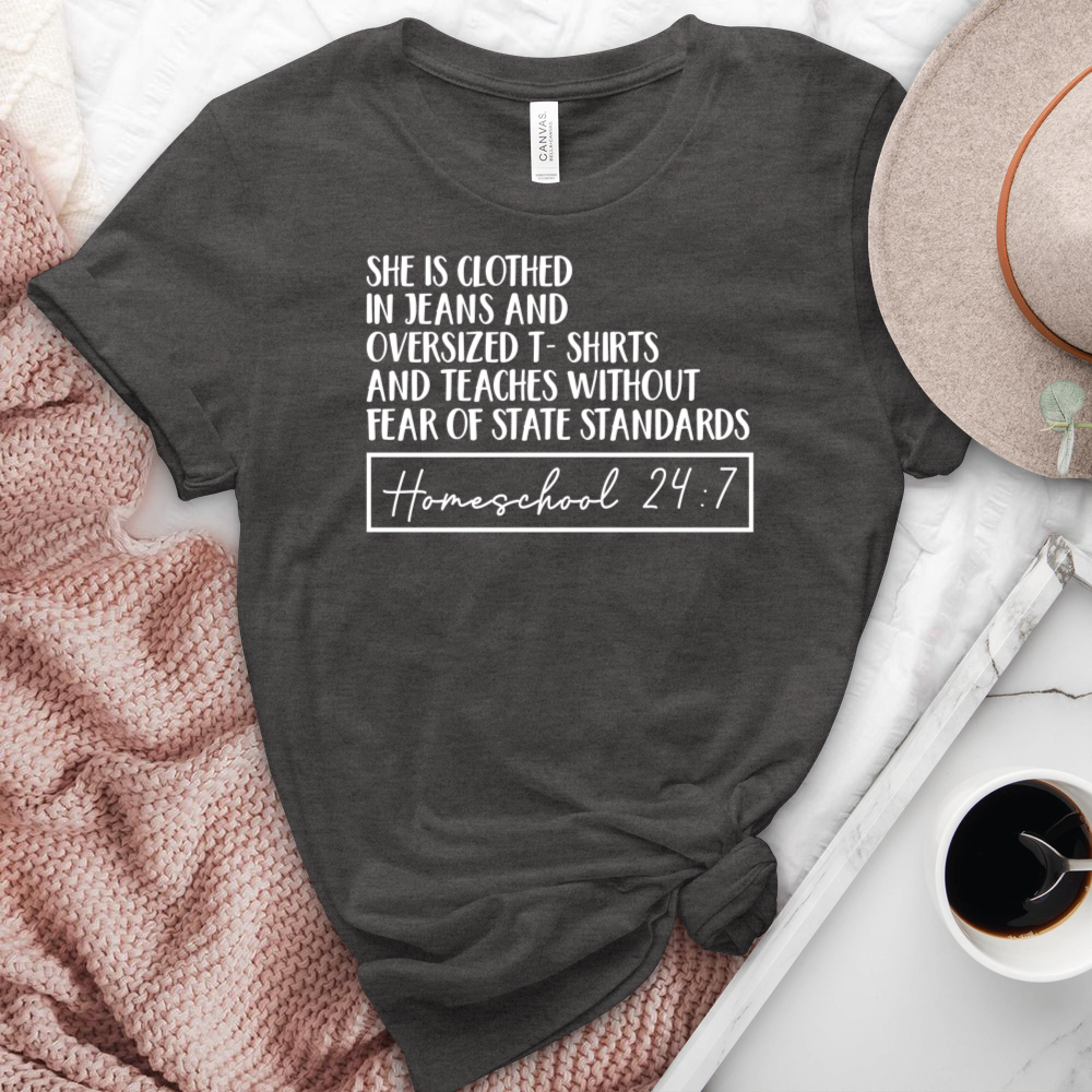 Homeschool 24:7 Heathered Tee