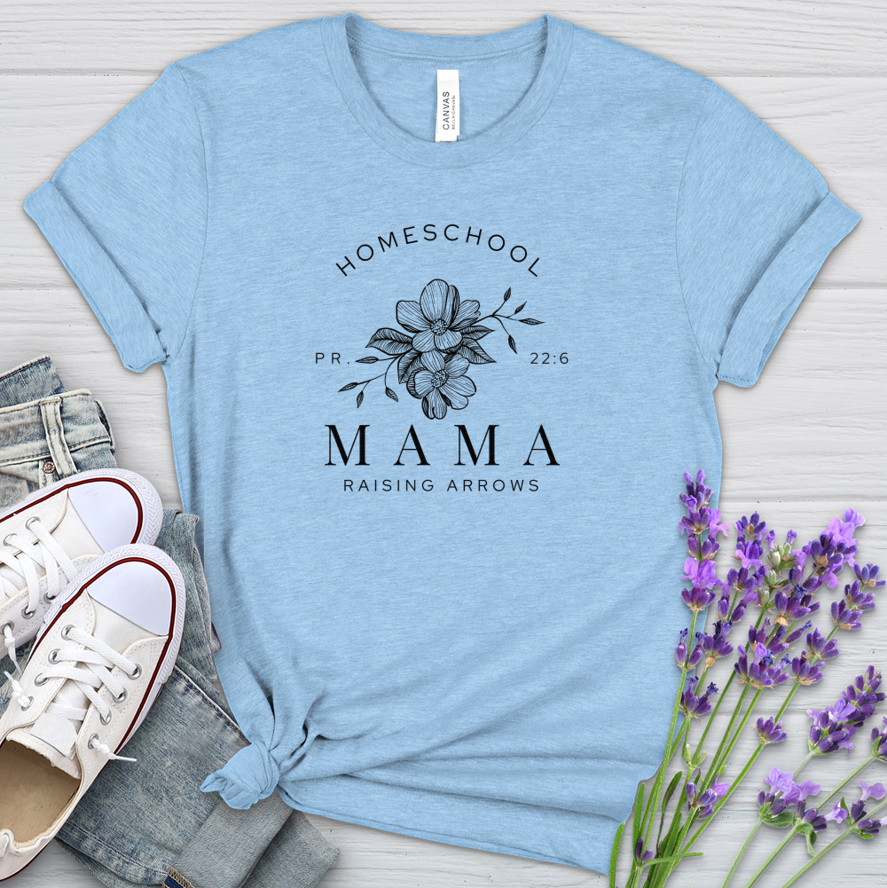 Homeschool Mama Raising Arrows PR 22:6 Heathered Tee