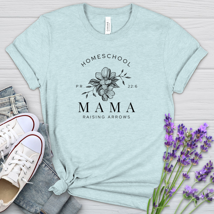 Homeschool Mama Raising Arrows PR 22:6 Heathered Tee