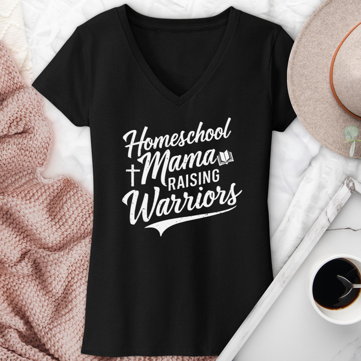 Homeschool Mama Raising Warriors V-Neck Tee