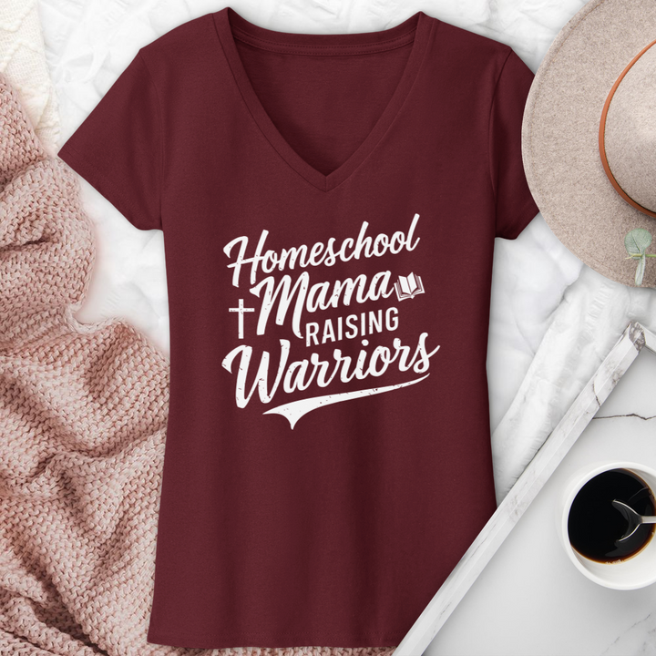 Homeschool Mama Raising Warriors V-Neck Tee