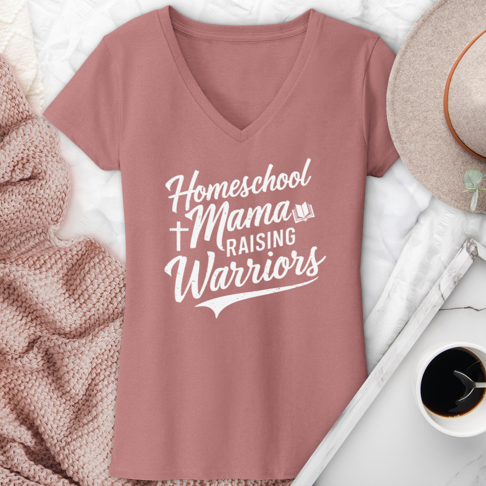 Homeschool Mama Raising Warriors V-Neck Tee