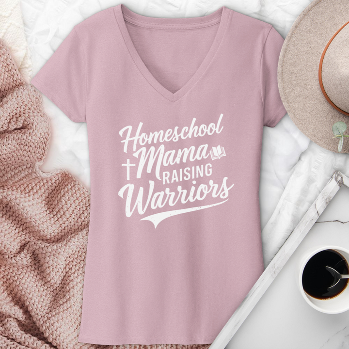 Homeschool Mama Raising Warriors V-Neck Tee