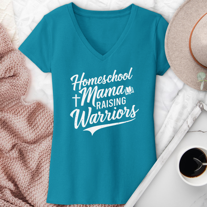 Homeschool Mama Raising Warriors V-Neck Tee