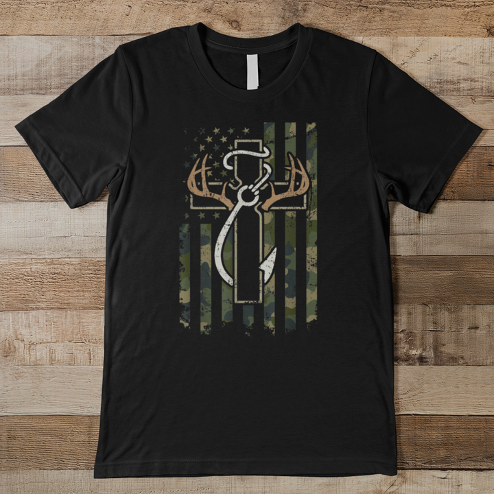 Hunting and Fishing Cross - Men Men's Tee