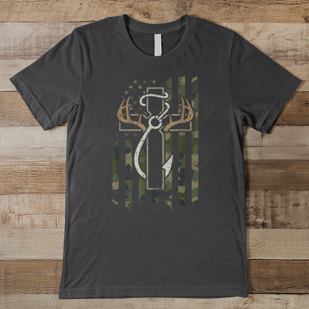 Hunting and Fishing Cross - Men Men's Tee