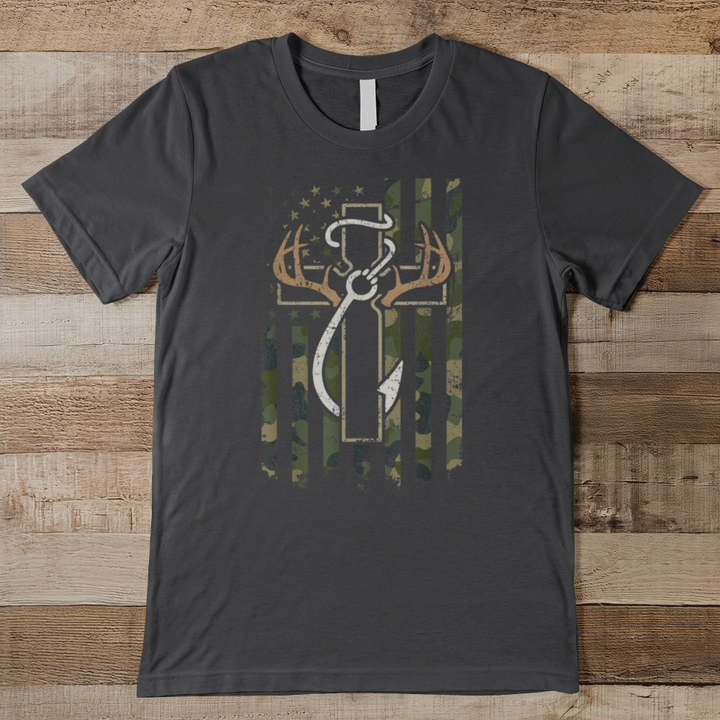 Hunting and Fishing Cross - Men Men's Tee