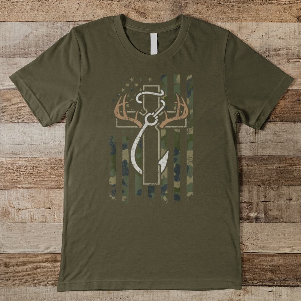 Hunting and Fishing Cross - Men Men's Tee