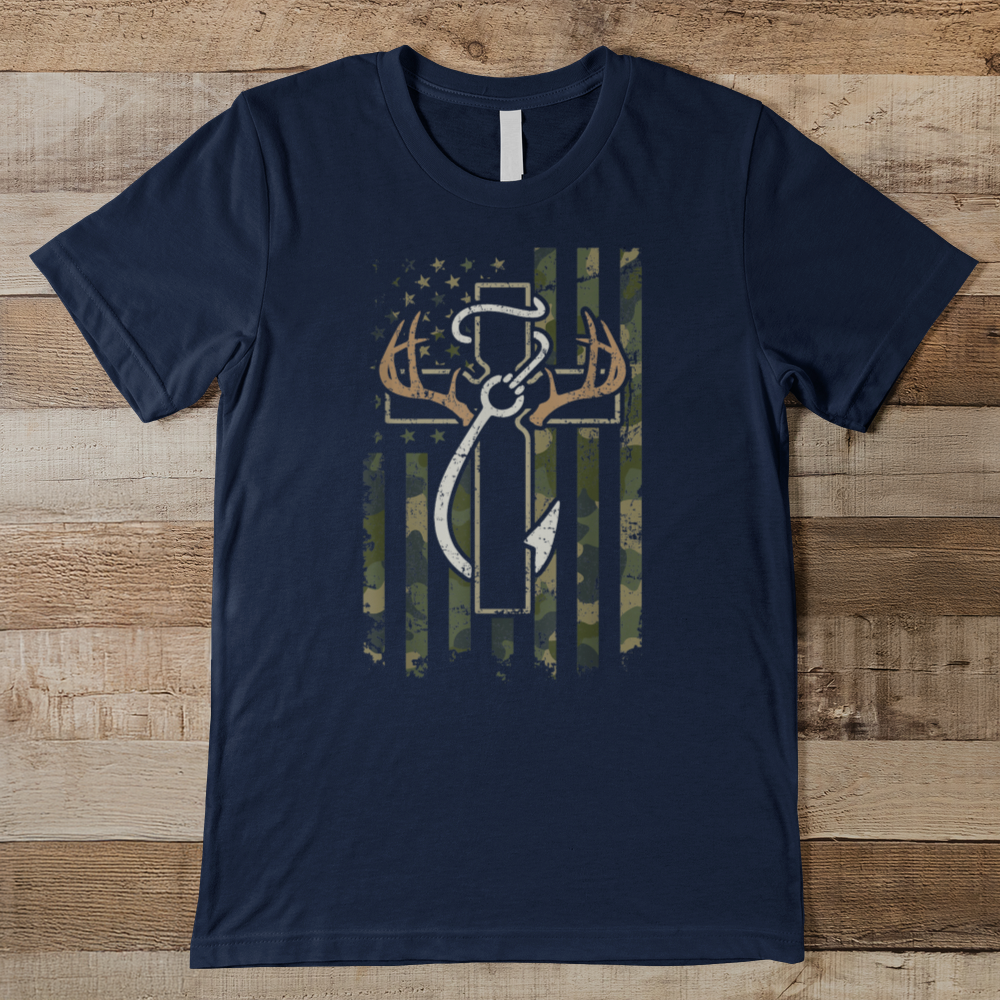 Hunting and Fishing Cross - Men Men's Tee