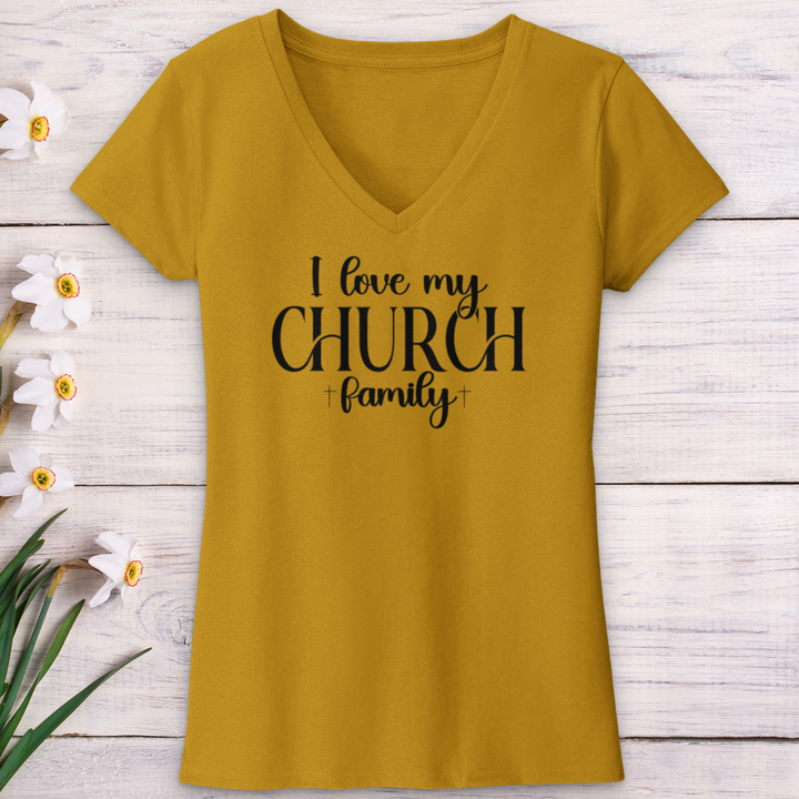 I Love My Church Crew V-Neck Tee