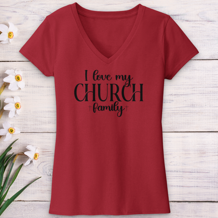 I Love My Church Crew V-Neck Tee